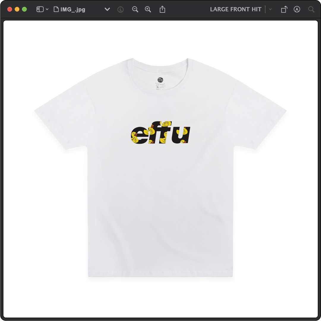 Z_DROPPED - Mens, Unisex - White - effu Tee. - By: Keith Kuniyuki