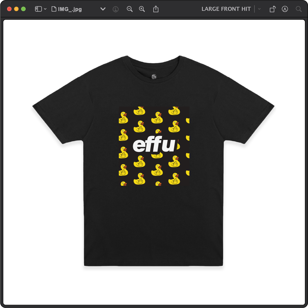 Z_DROPPED - Mens, Unisex - Black - effu Tee. - By: Keith Kuniyuki