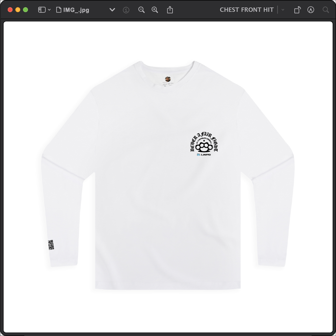 Z_DROPPED - Mens, Unisex - White - Fair Fight Long Sleeve. - By: Chi Hom