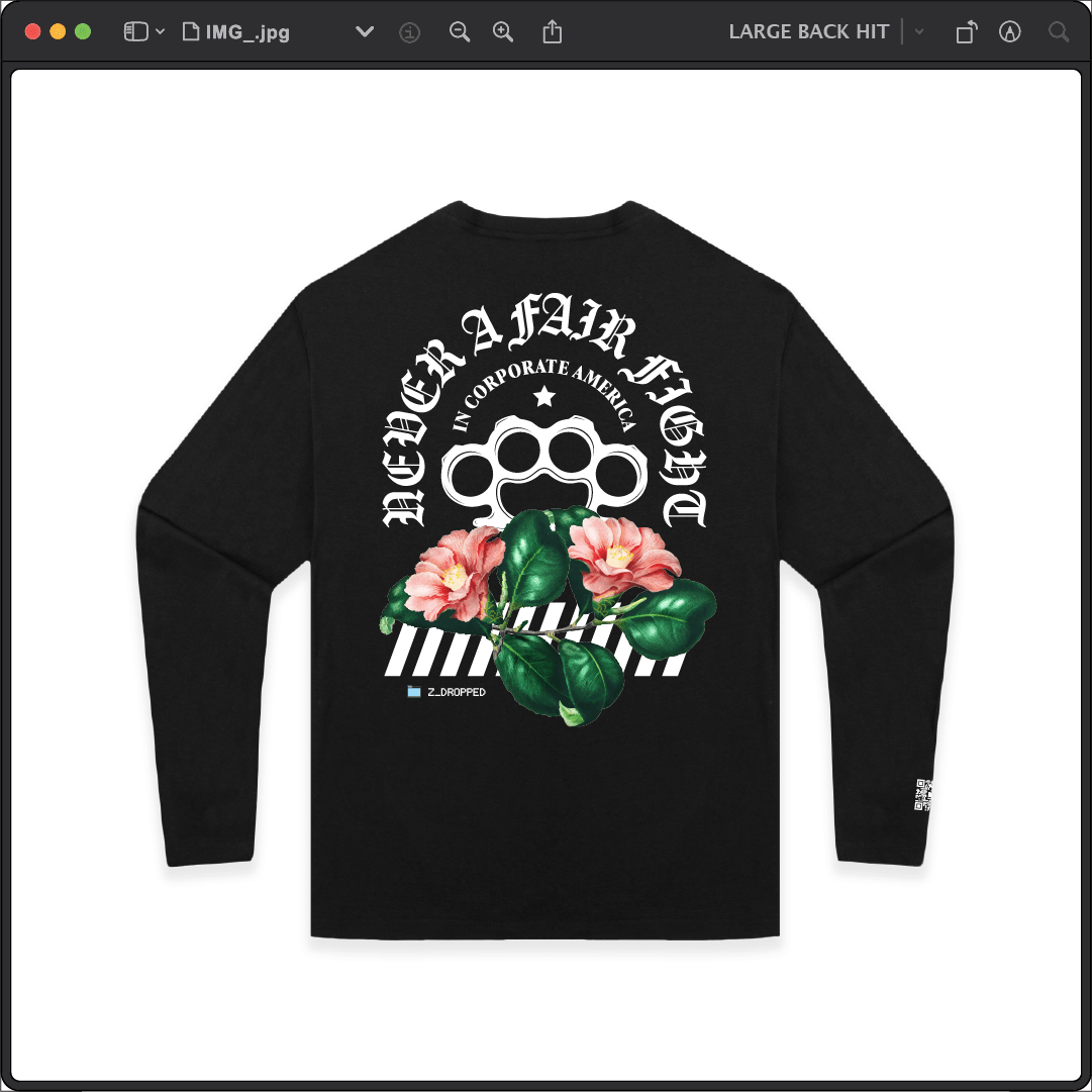 Z_DROPPED - Mens, Unisex - Black - Fair Fight Long Sleeve. - By: Chi Hom