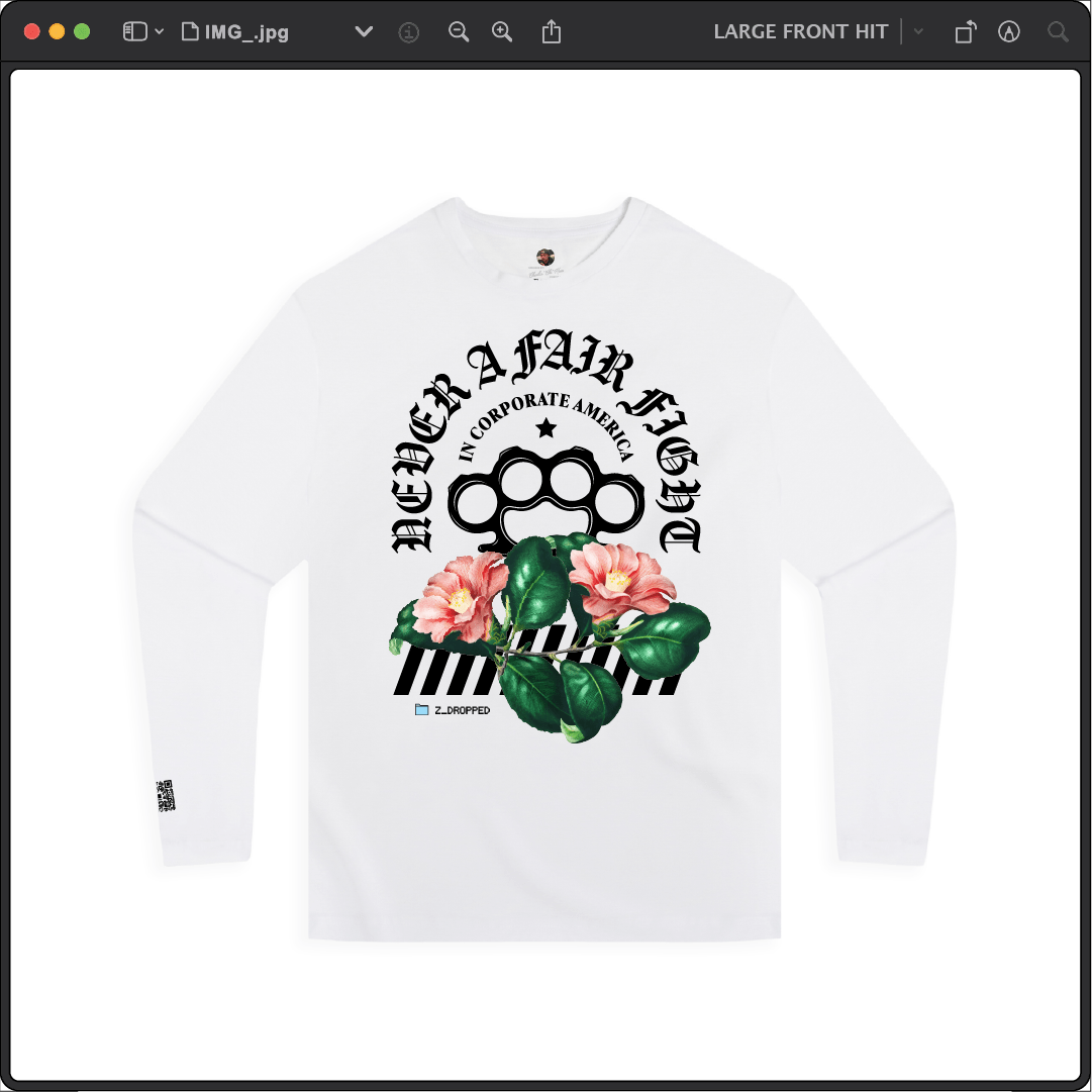 Z_DROPPED - Mens, Unisex - White - Fair Fight Long Sleeve. - By: Chi Hom