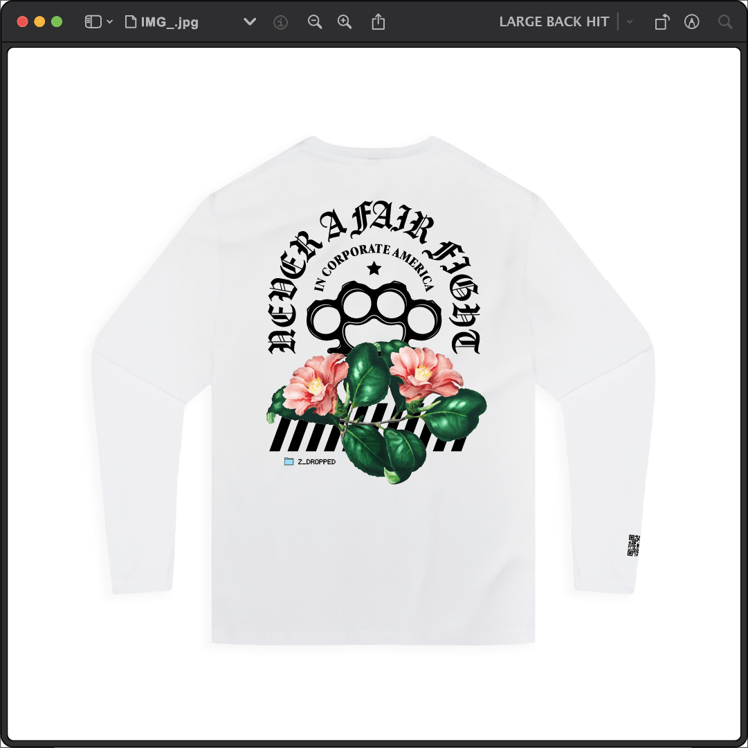 Z_DROPPED - Mens, Unisex - White - Fair Fight Long Sleeve. - By: Chi Hom