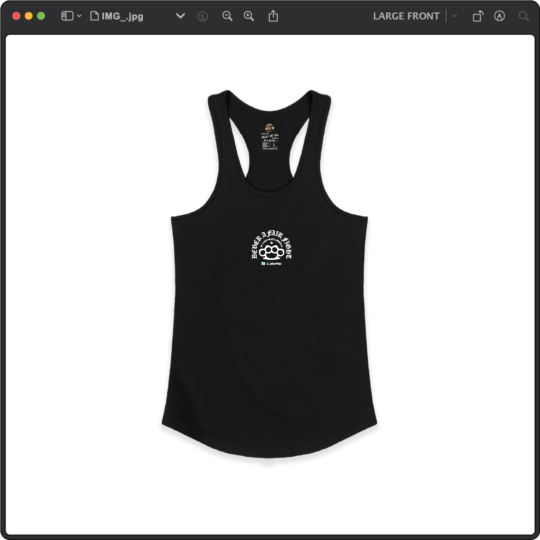 Z_DROPPED - Womens - Black - Fair Fight Racer Back Tank. - By: Chi Hom