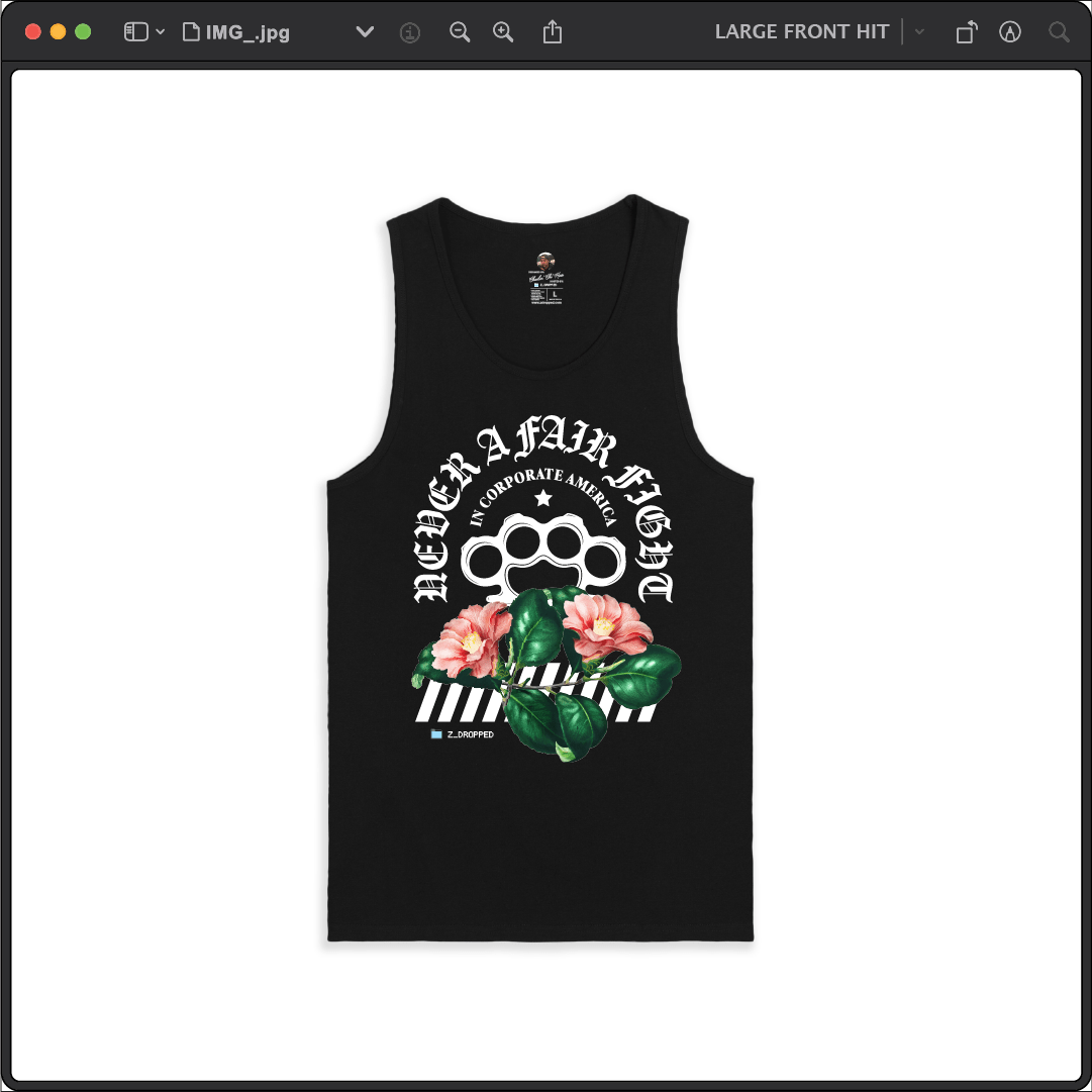 Z_DROPPED - Mens, Unisex - Black - Fair Fight Tank Top. - By: Chi Hom