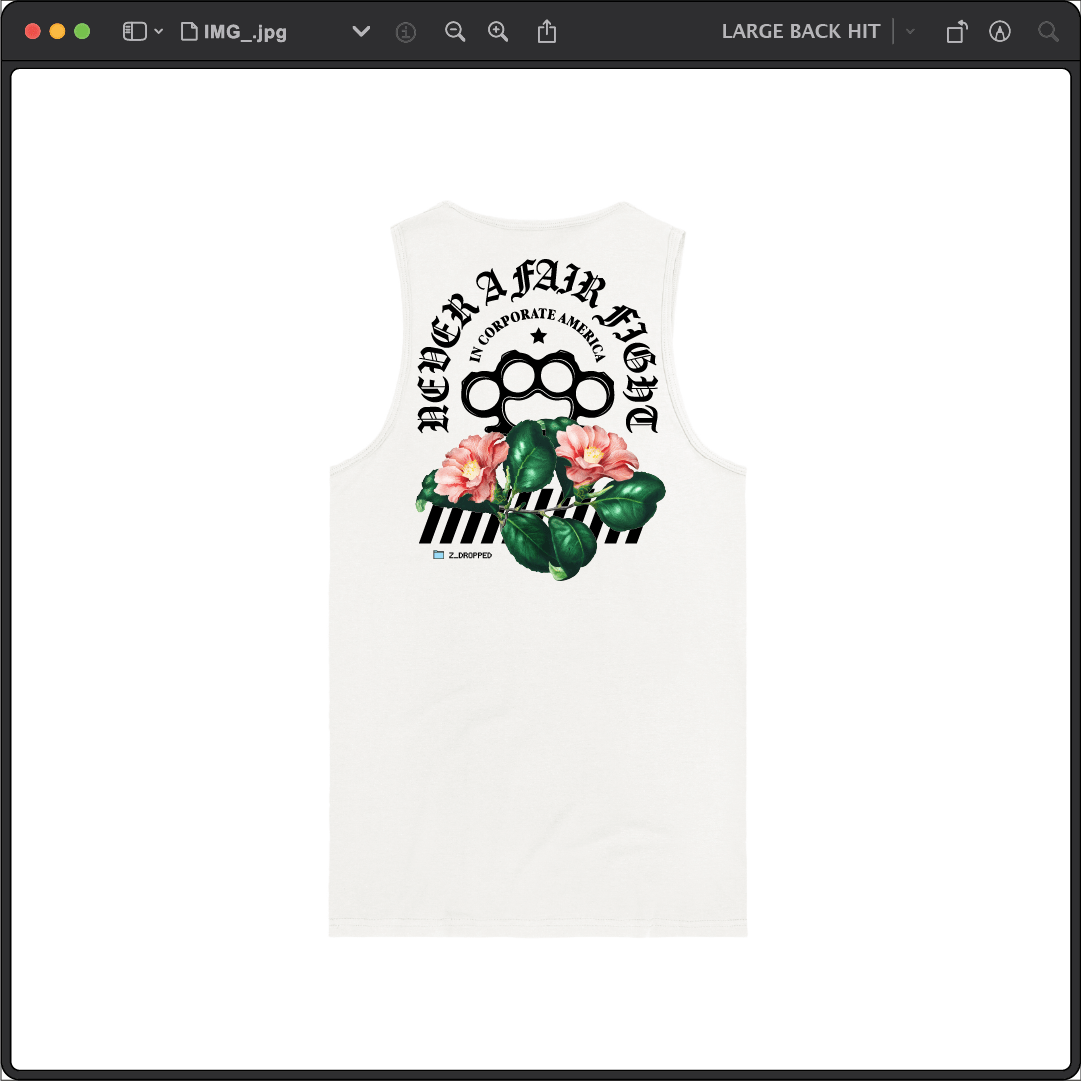 Z_DROPPED - Mens, Unisex - White - Fair Fight Tank Top. - By: Chi Hom