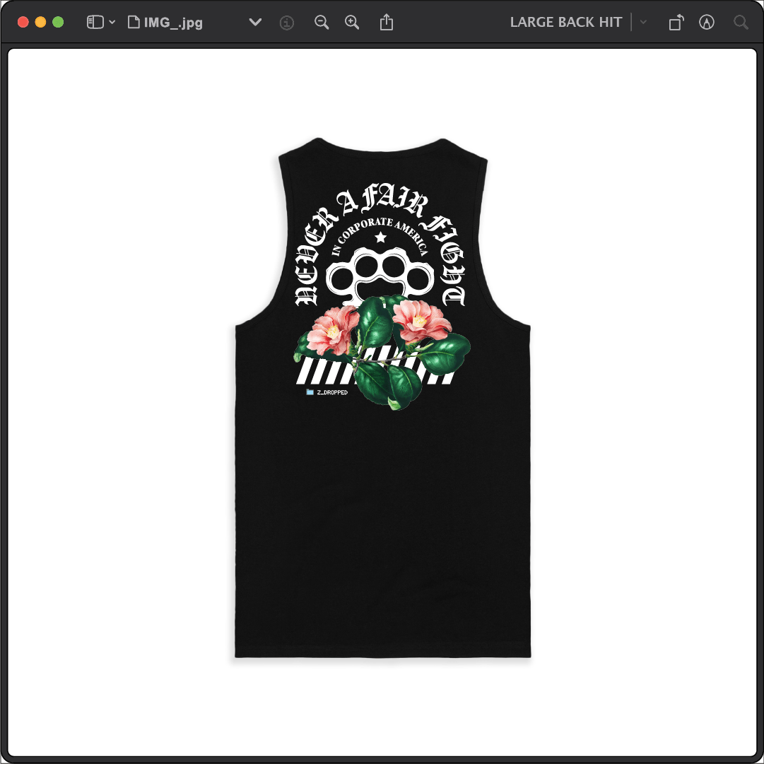 Z_DROPPED - Mens, Unisex - Black - Fair Fight Tank Top. - By: Chi Hom