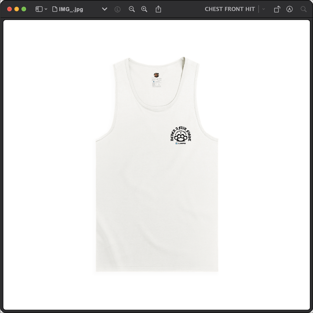 Z_DROPPED - Mens, Unisex - White - Fair Fight Tank Top. - By: Chi Hom