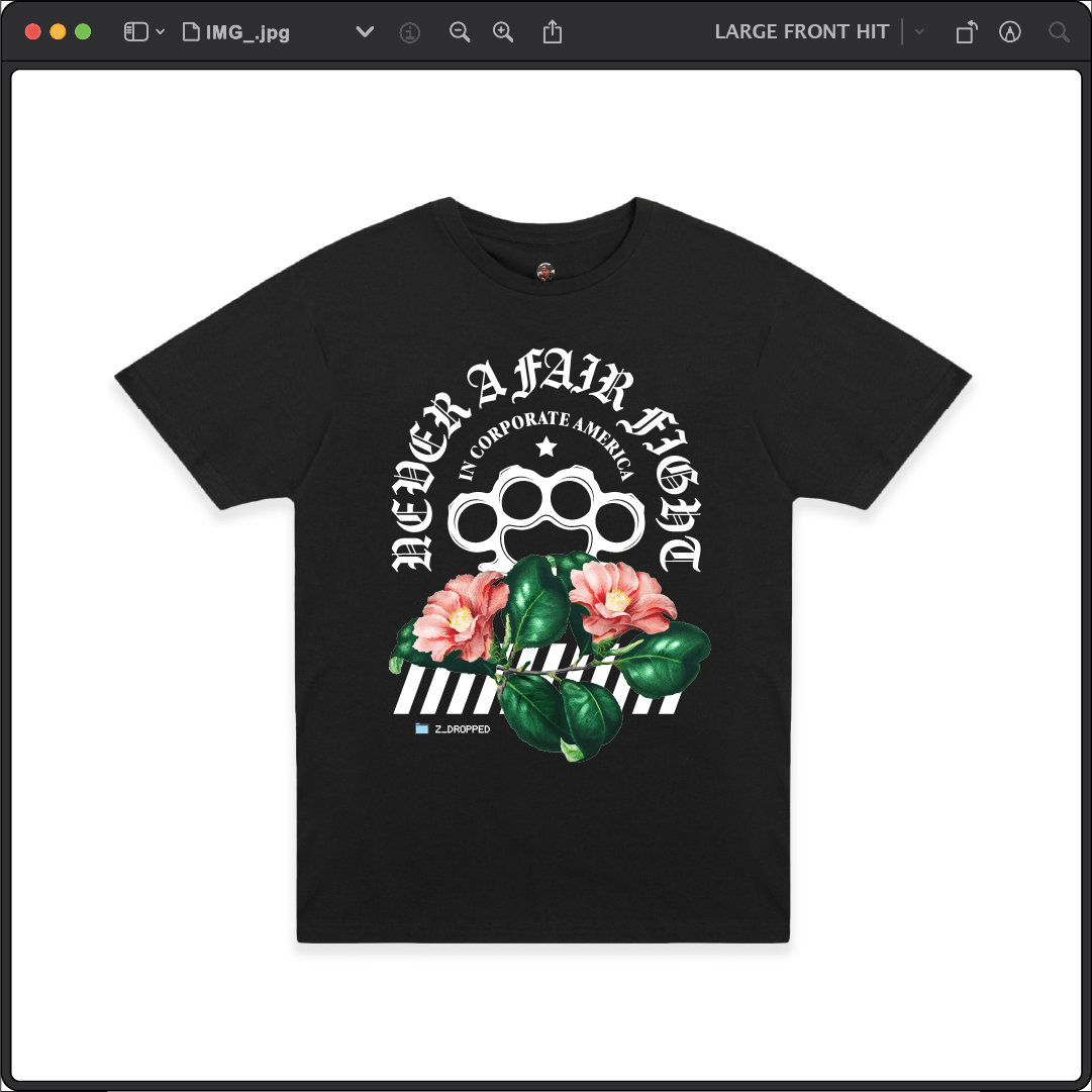 Z_DROPPED - Mens, Unisex - Black - Fair Fight Tee. - By: Chi Hom