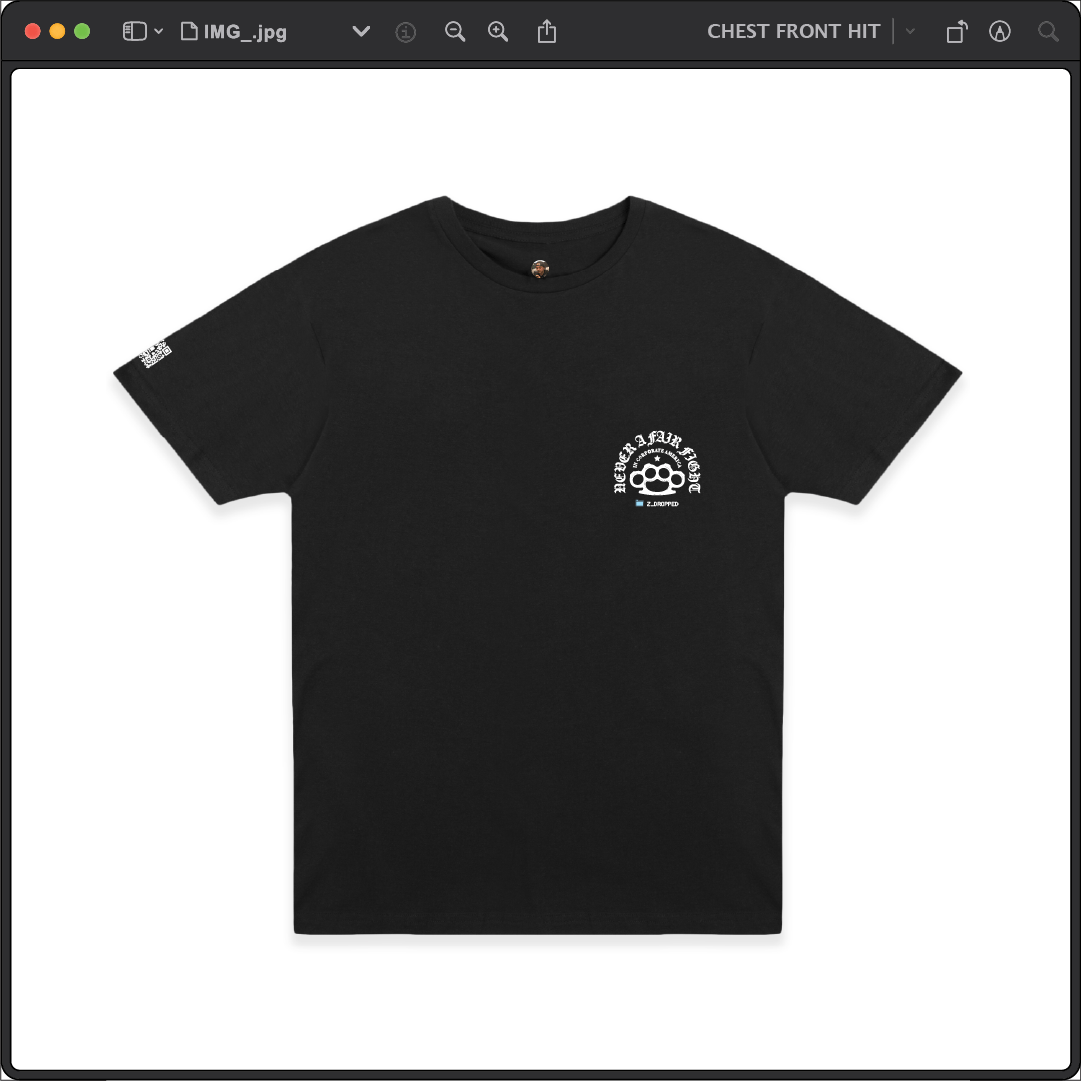 Z_DROPPED - Mens, Unisex - Black - Fair Fight Tee. - By: Chi Hom