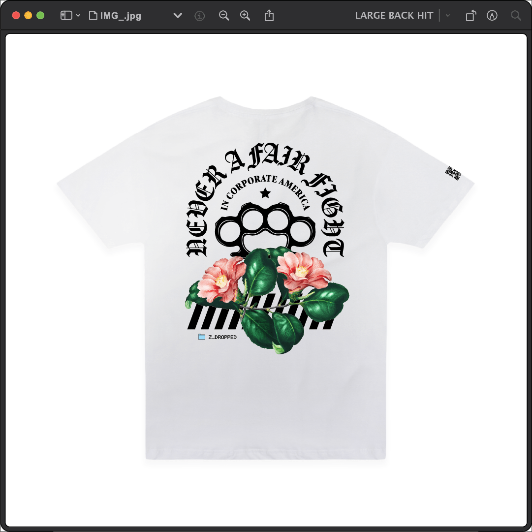 Z_DROPPED - Mens, Unisex - White - Fair Fight Tee. - By: Chi Hom