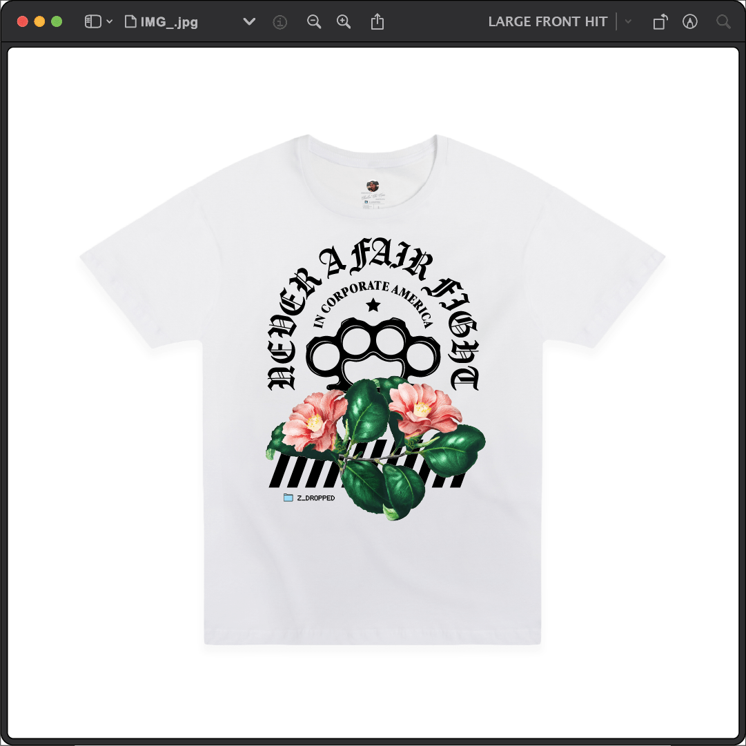 Z_DROPPED - Mens, Unisex - White - Fair Fight Tee. - By: Chi Hom