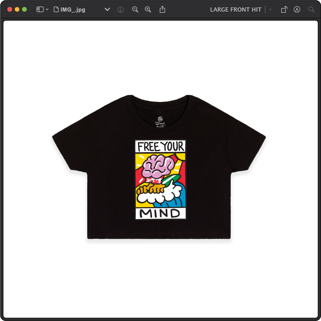 Z_DROPPED - Womens - Black - Free Your Mind Crop Top. - By: Keith Kuniyuki