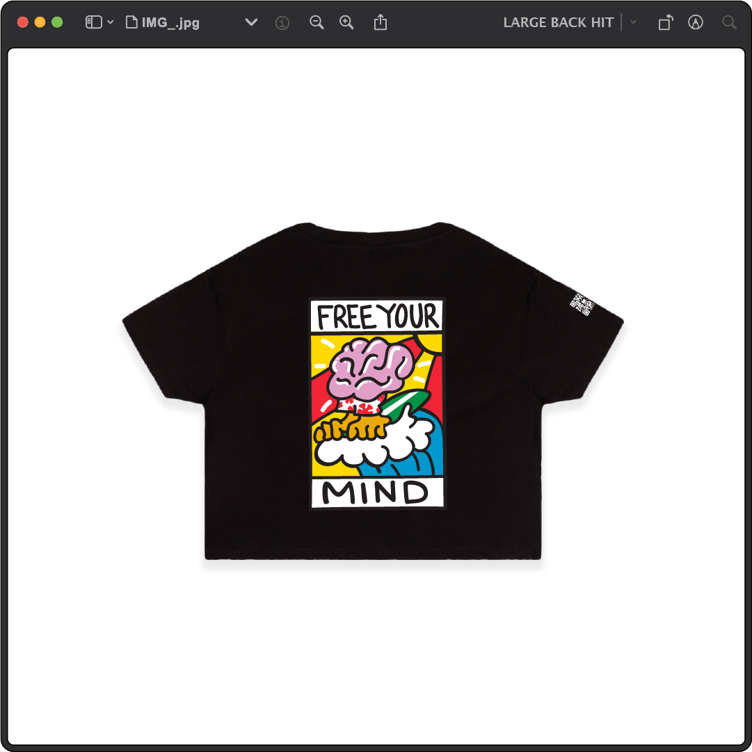 Z_DROPPED - Womens - Black - Free Your Mind Crop Top. - By: Keith Kuniyuki