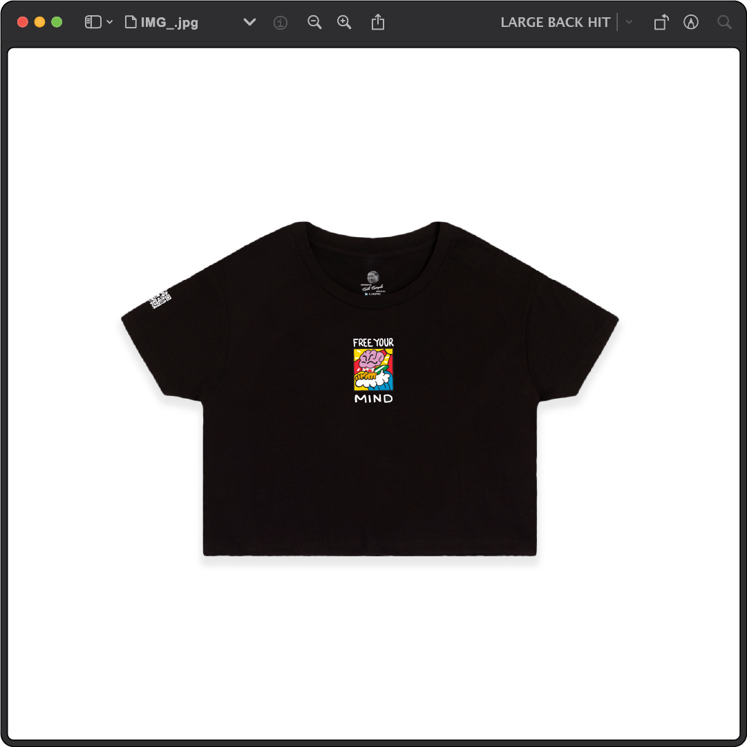 Z_DROPPED - Womens - Black - Free Your Mind Crop Top. - By: Keith Kuniyuki