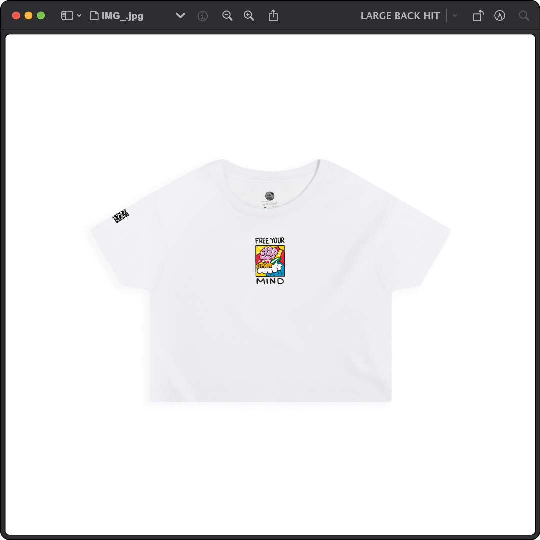 Z_DROPPED - Womens - White - Free Your Mind Crop Top. - By: Keith Kuniyuki