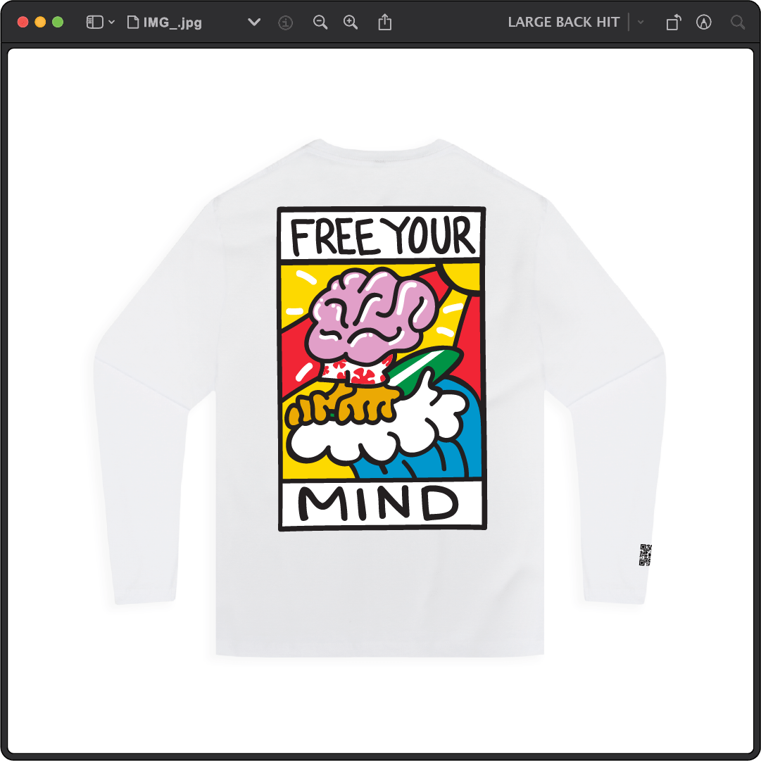 Z_DROPPED - Mens, Unisex - White - Free Your Mind Long Sleeve. - By: Keith Kuniyuki