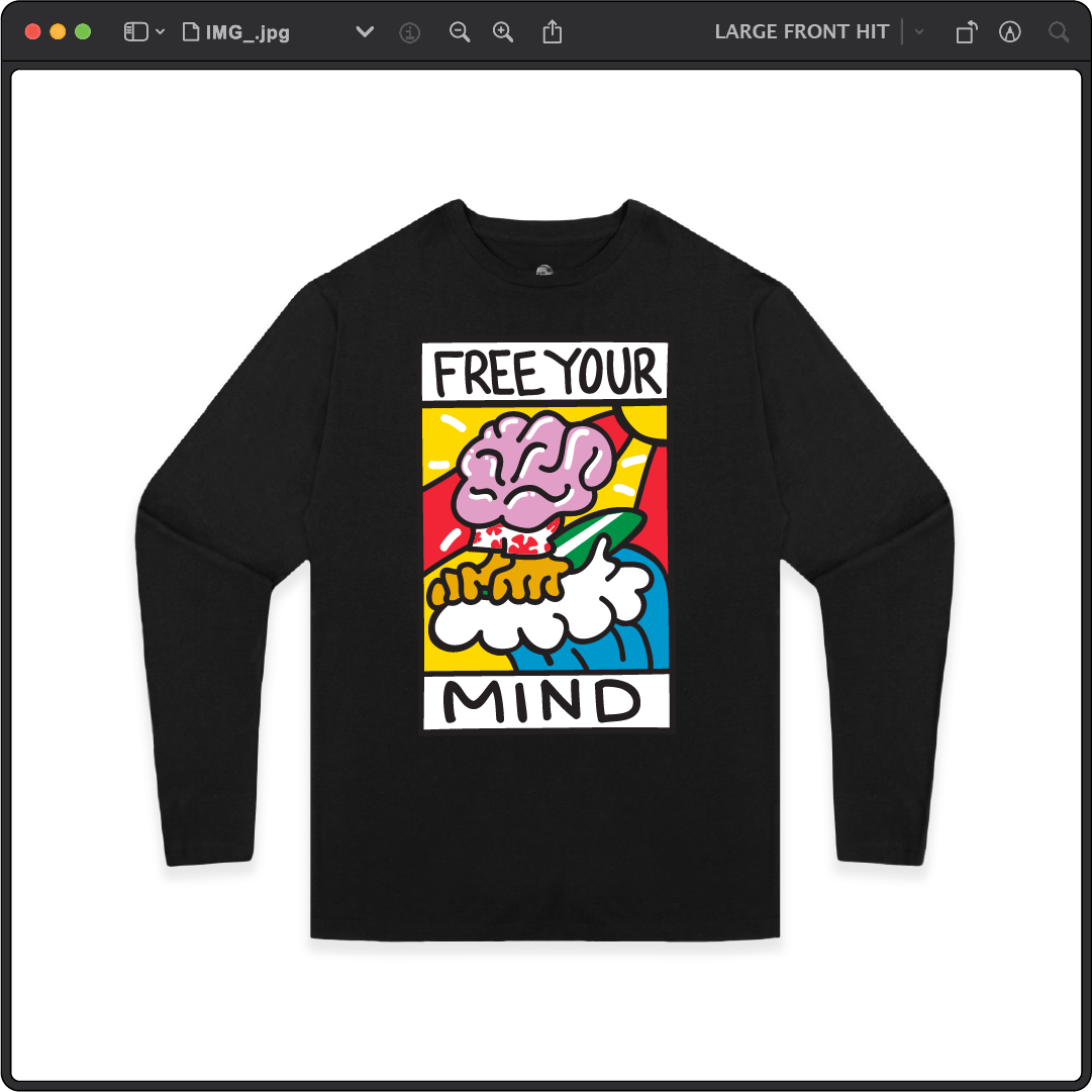 Z_DROPPED - Mens, Unisex - Black - Free Your Mind Long Sleeve. - By: Keith Kuniyuki