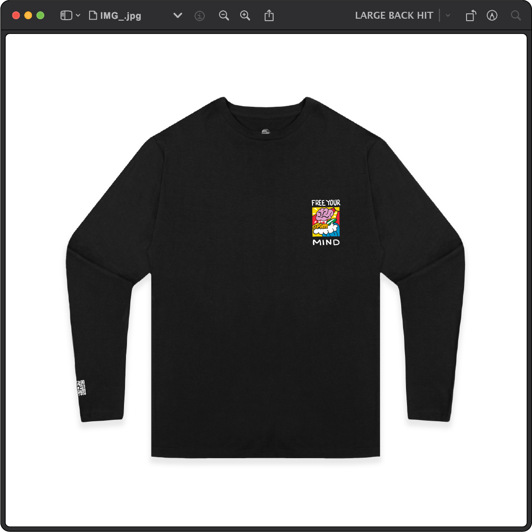 Z_DROPPED - Mens, Unisex - Black - Free Your Mind Long Sleeve. - By: Keith Kuniyuki