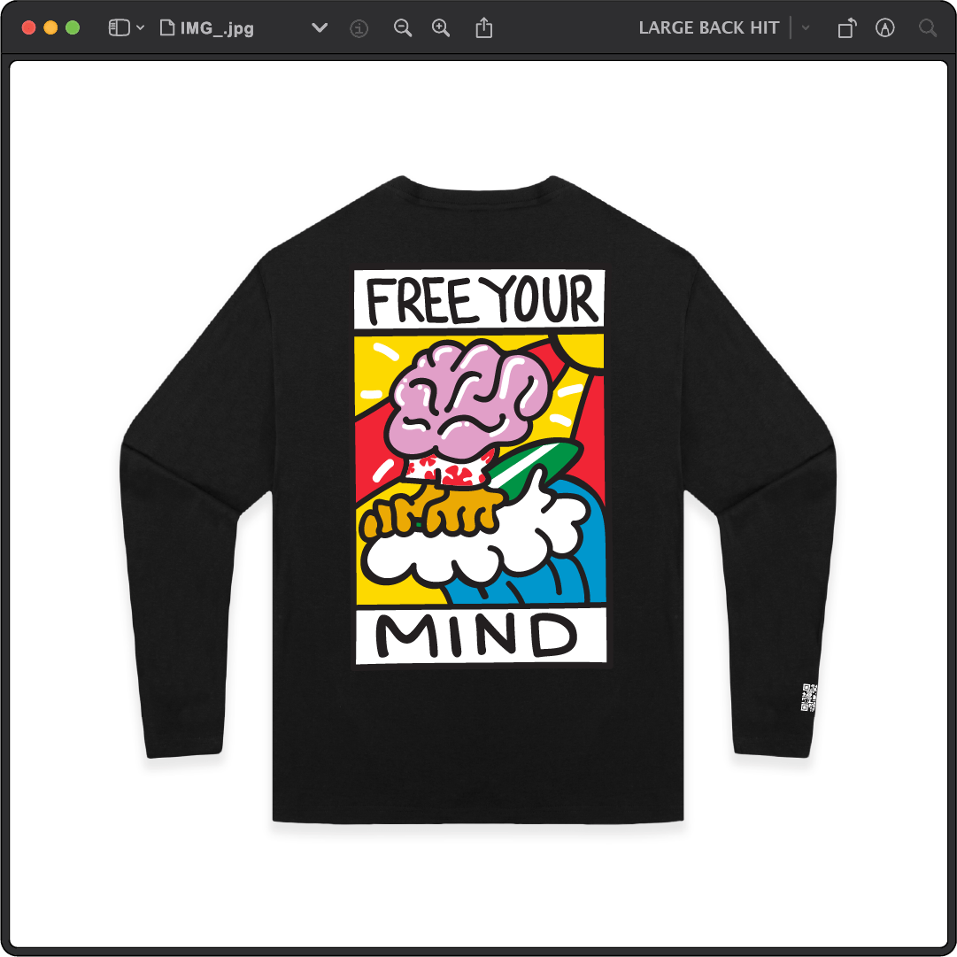 Z_DROPPED - Mens, Unisex - Black - Free Your Mind Long Sleeve. - By: Keith Kuniyuki