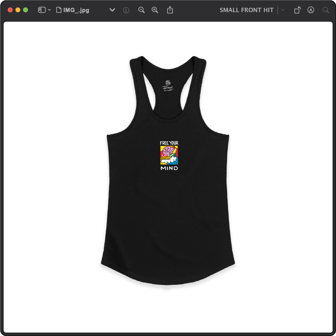 Z_DROPPED - Womens - Black - Free Your Mind Racer Back Tank. - By: Keith Kuniyuki