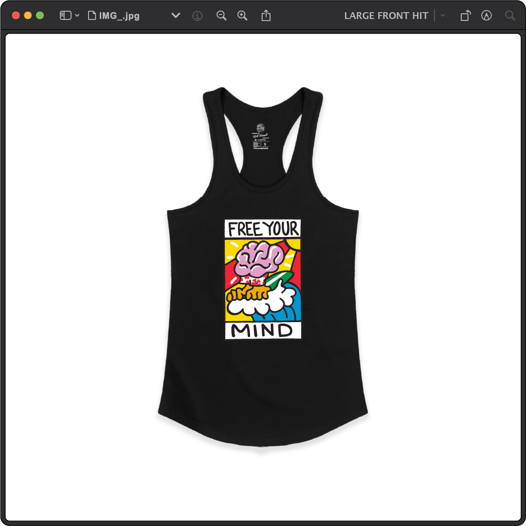 Z_DROPPED - Womens - Black - Free Your Mind Racer Back Tank. - By: Keith Kuniyuki