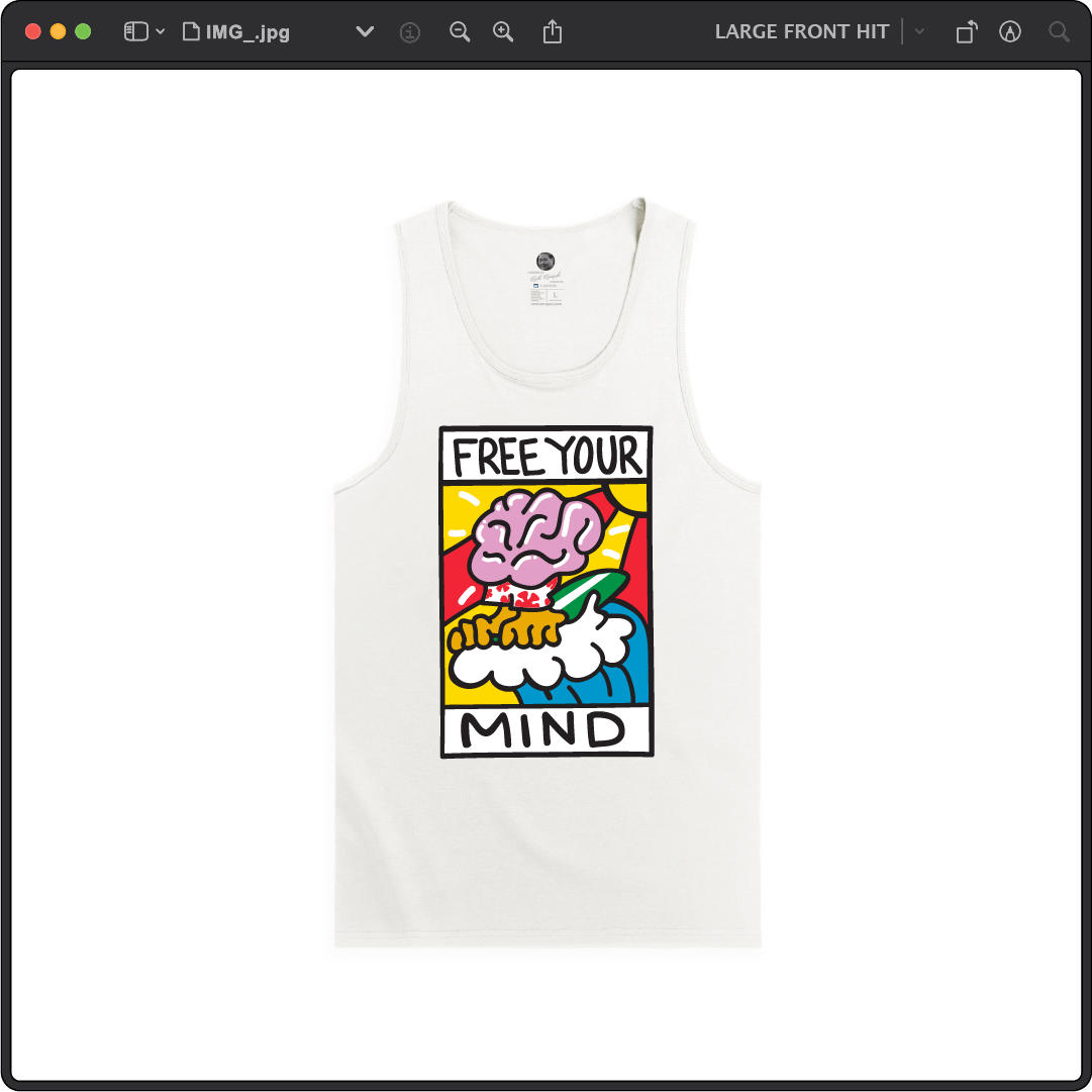 Z_DROPPED - Mens, Unisex - White - Free Your Mind Tank Top. - By: Keith Kuniyuki