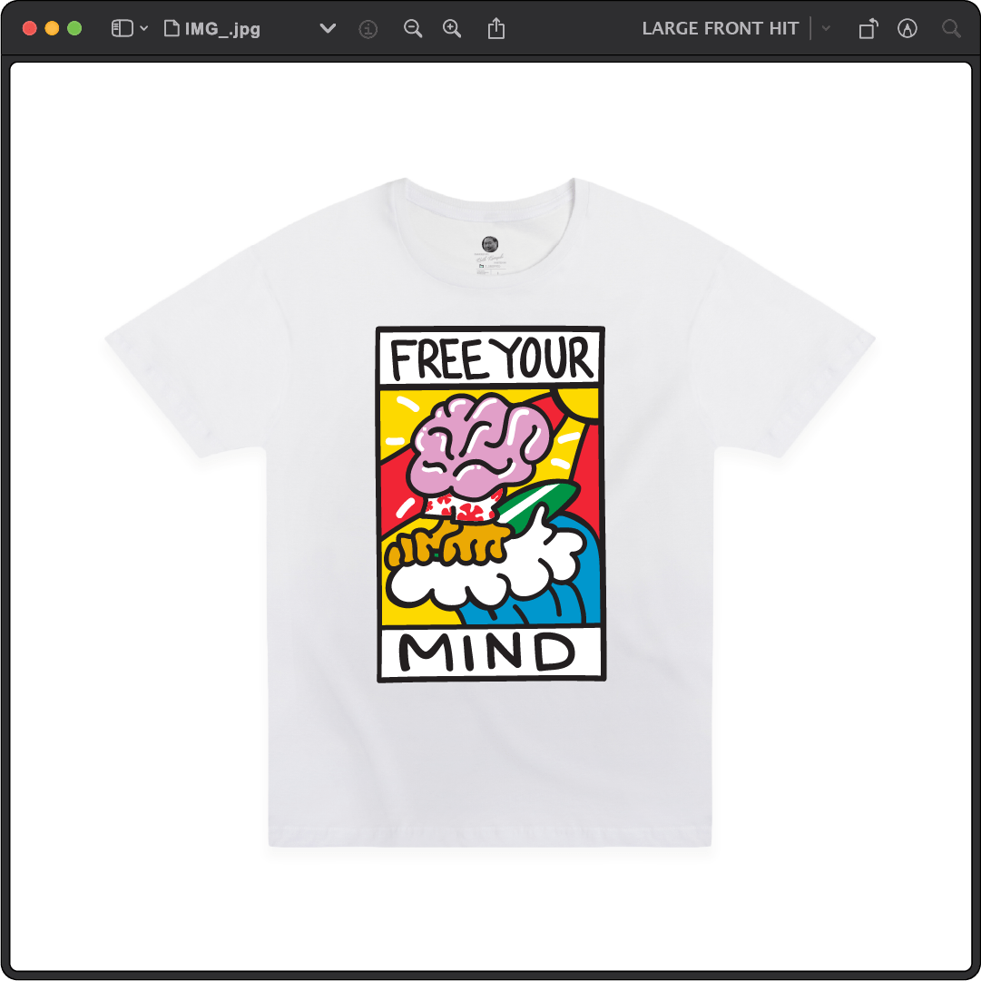 Z_DROPPED - Mens, Unisex - White - Free Your Mind Tee. - By: Keith Kuniyuki