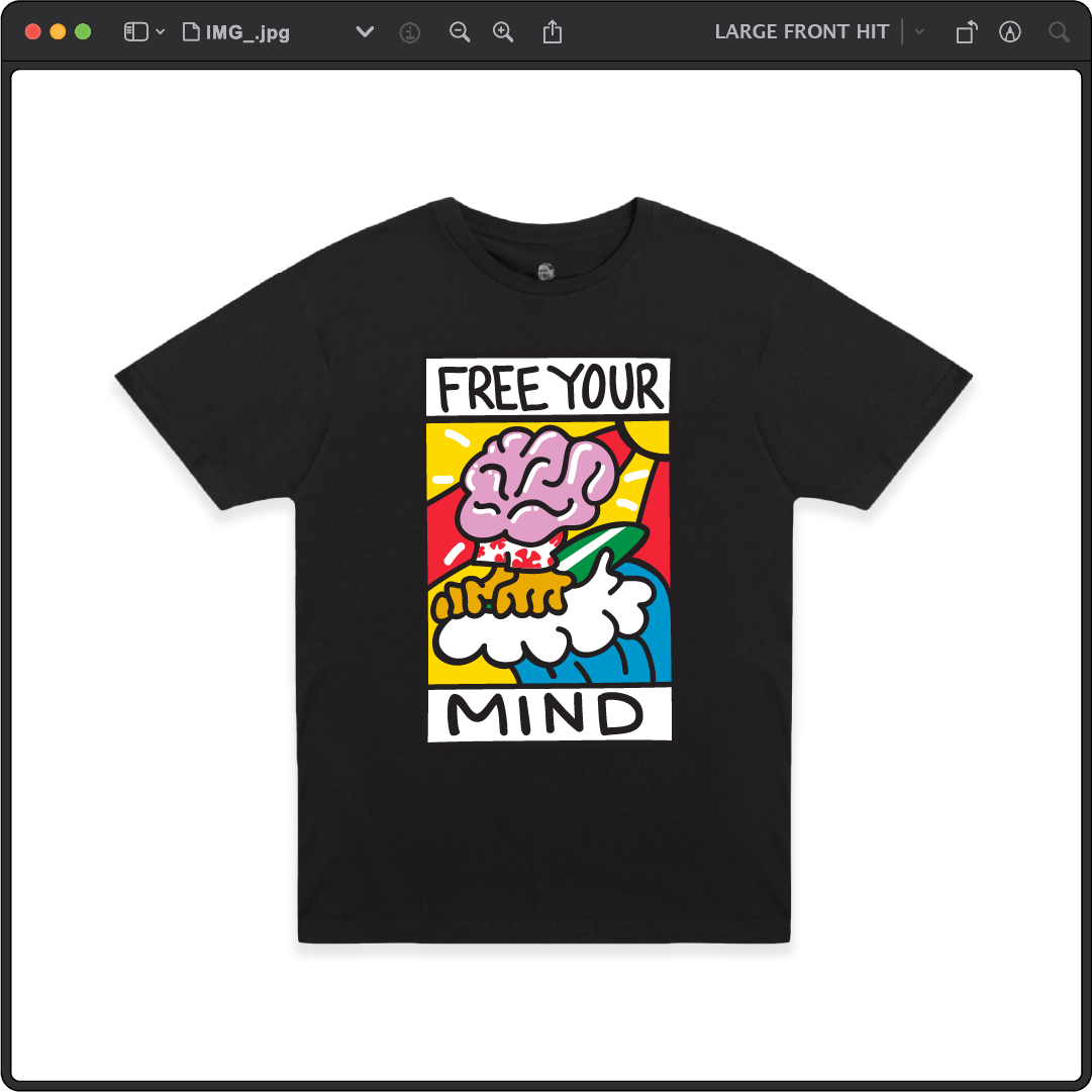 Z_DROPPED - Mens, Unisex - Black - Free Your Mind Tee. - By: Keith Kuniyuki