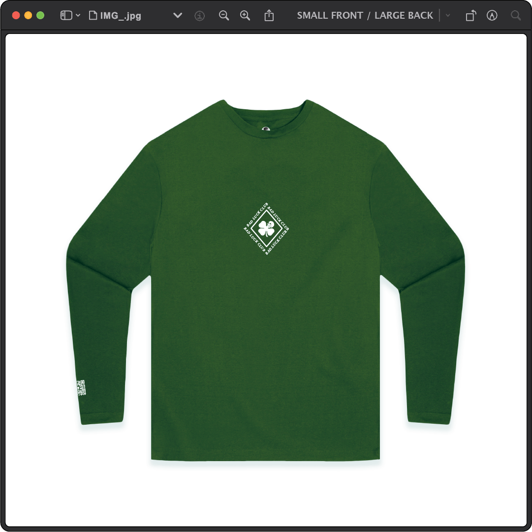 Z_DROPPED - Mens, Unisex - Green - Death Clover Long Sleeve. - By: Zed Ropped