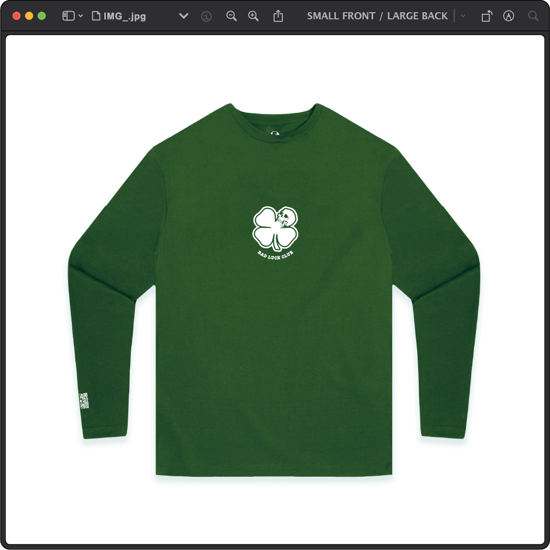 Z_DROPPED - Mens, Unisex - Green - Death Clover Long Sleeve. - By: Zed Ropped