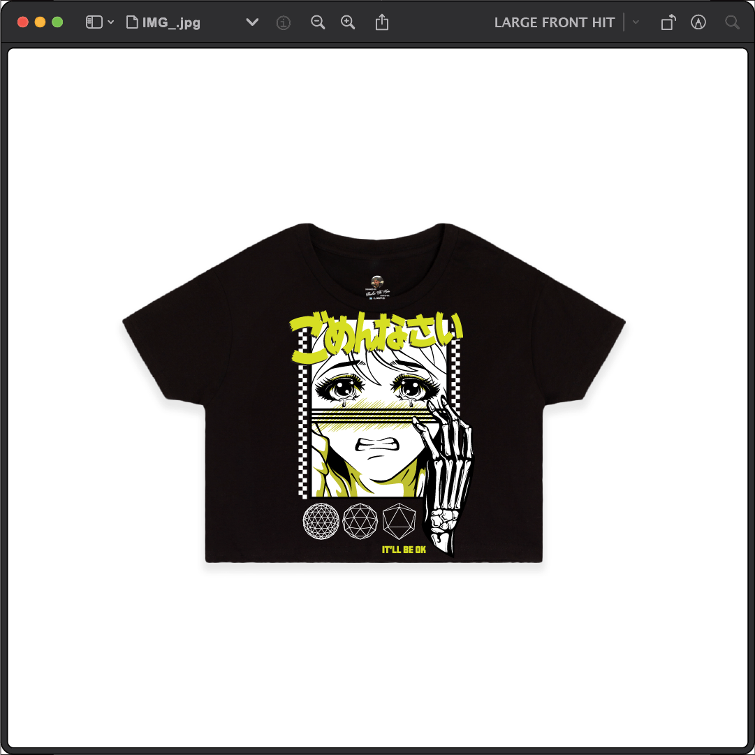 Z_DROPPED - Mens, Unisex, Women - Black - It'll Be OK Crop Top. - By: Chi Hom