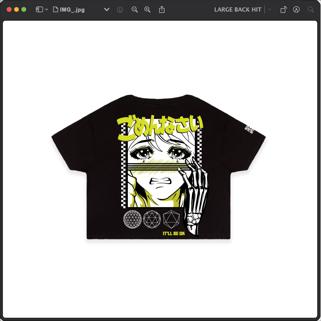 Z_DROPPED - Mens, Unisex, Women - Black - It'll Be OK Crop Top. - By: Chi Hom