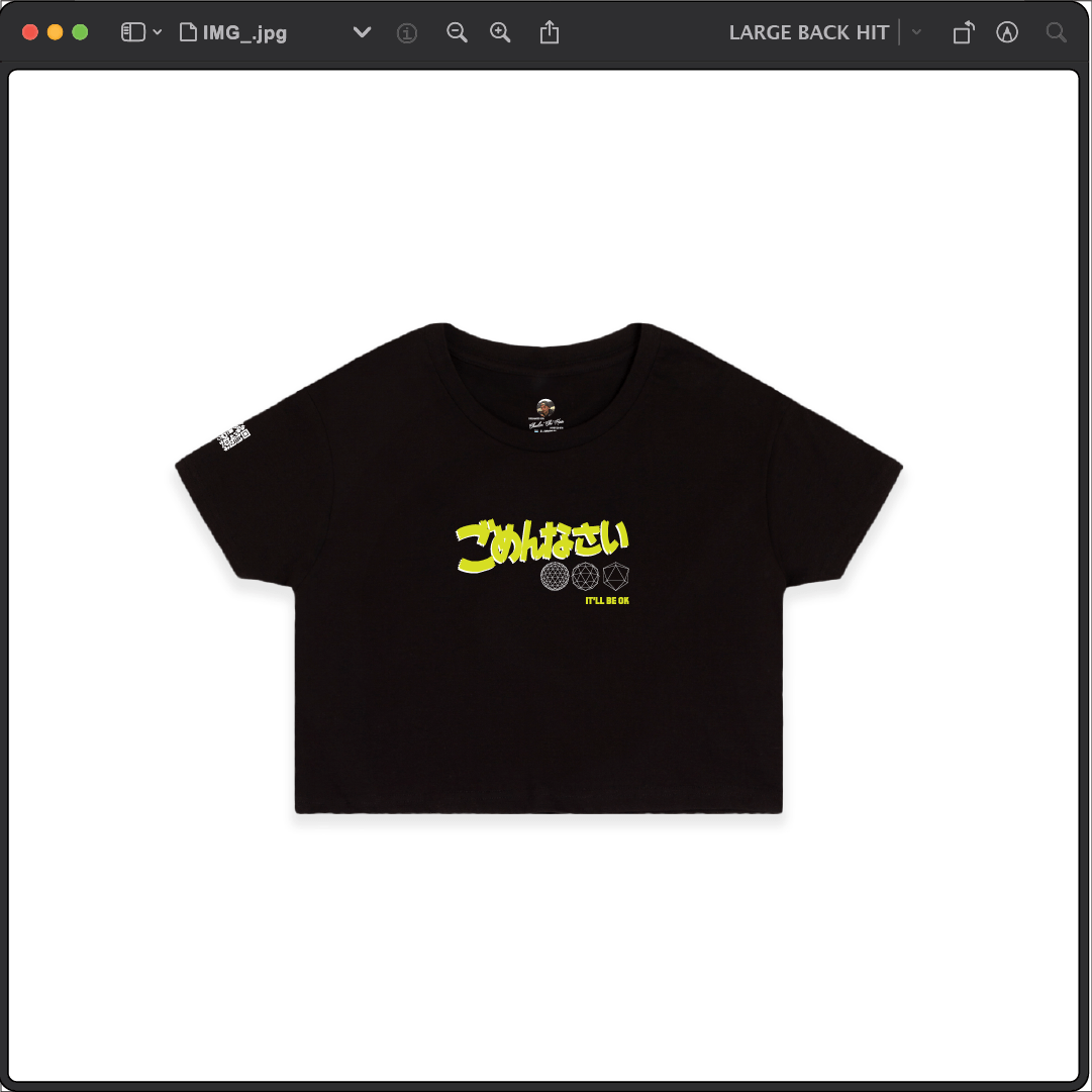 Z_DROPPED - Mens, Unisex, Women - Black - It'll Be OK Crop Top. - By: Chi Hom