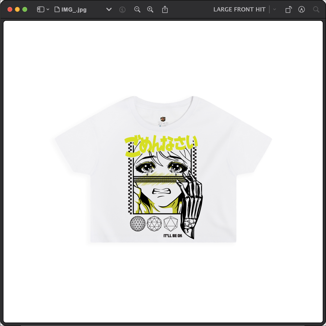 Z_DROPPED - Mens, Unisex, Women - White - It'll Be OK Crop Top. - By: Chi Hom