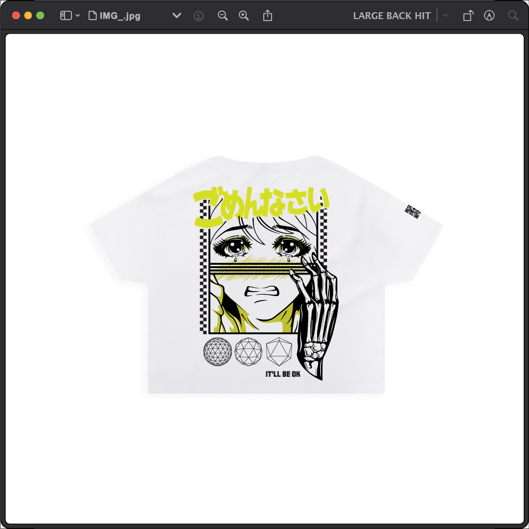 Z_DROPPED - Mens, Unisex, Women - White - It'll Be OK Crop Top. - By: Chi Hom