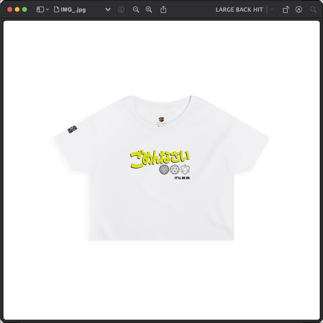 Z_DROPPED - Mens, Unisex, Women - White - It'll Be OK Crop Top. - By: Chi Hom