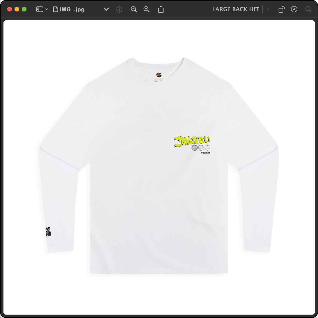 Z_DROPPED - Mens, Unisex - White - It'll Be OK Long Sleeve. - By: Chi Hom