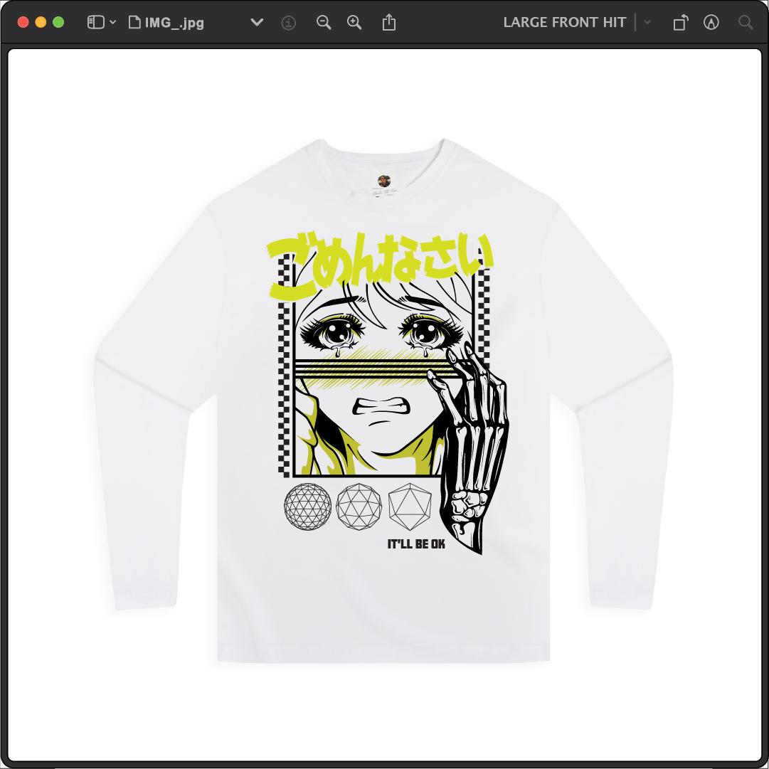 Z_DROPPED - Mens, Unisex - White - It'll Be OK Long Sleeve. - By: Chi Hom