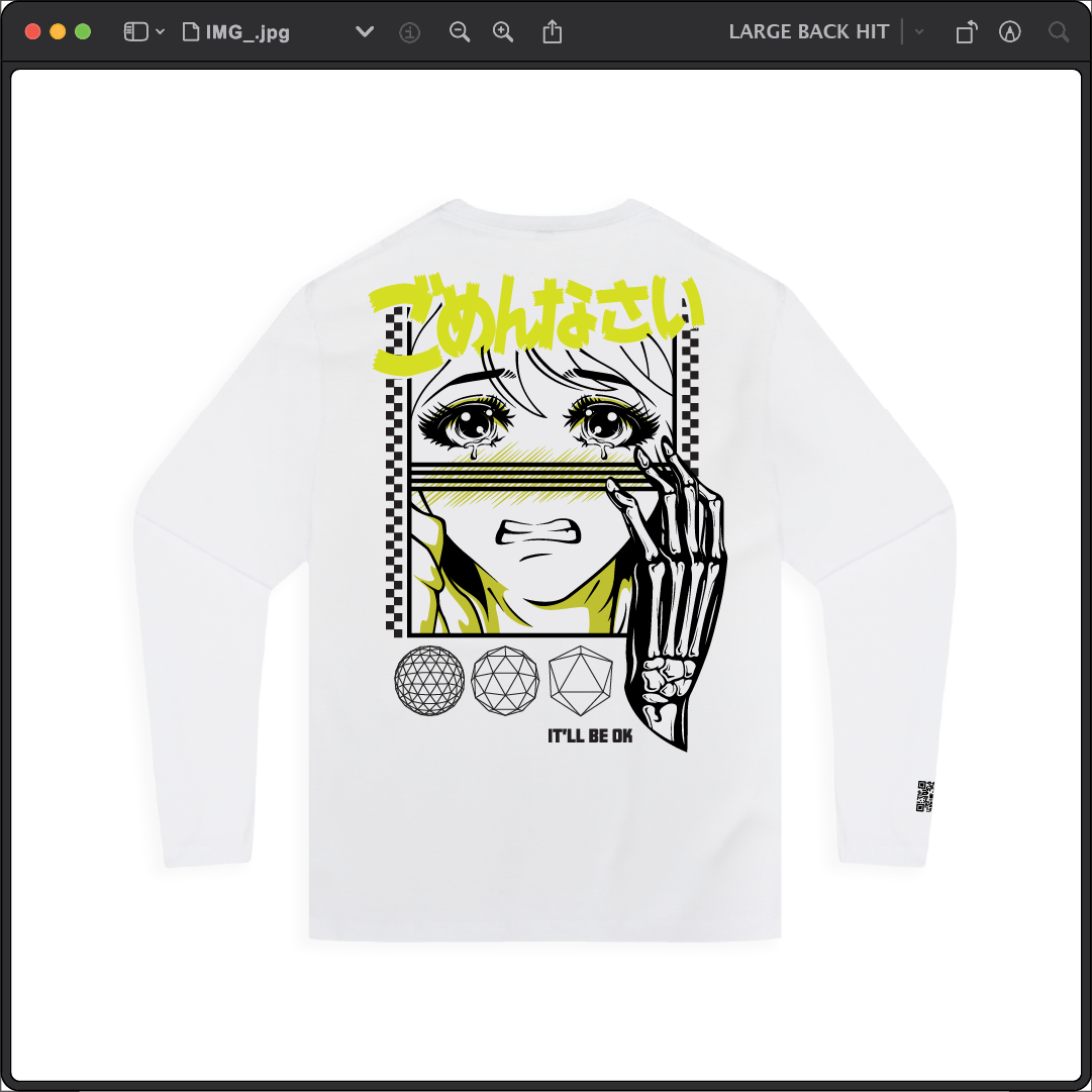 Z_DROPPED - Mens, Unisex - White - It'll Be OK Long Sleeve. - By: Chi Hom