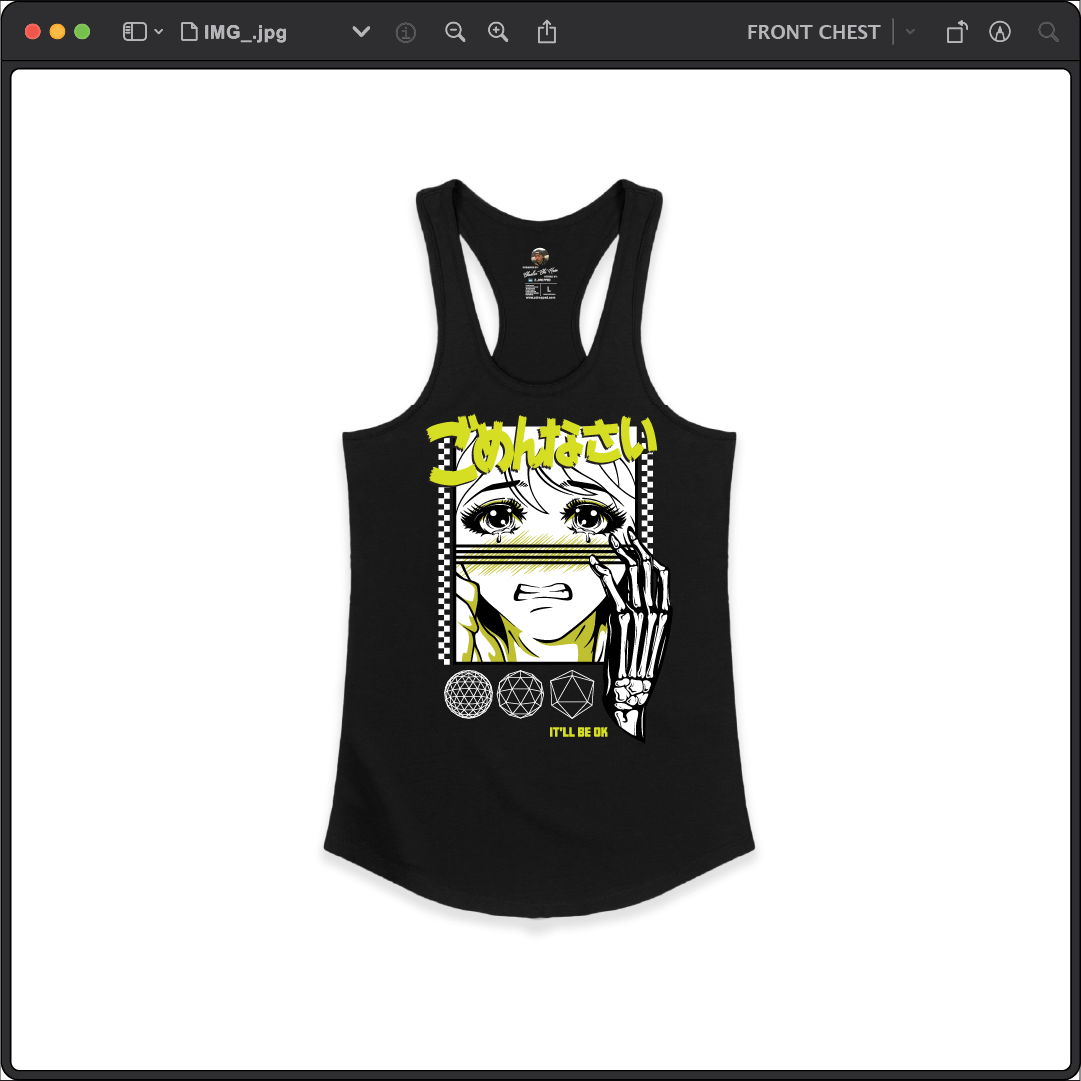 Z_DROPPED - Mens, Unisex, Women - Black - It'll Be OK Racer Back Tank. - By: Chi Hom