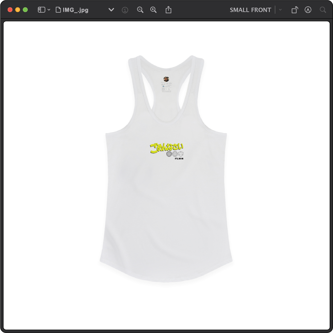 Z_DROPPED - Mens, Unisex, Women - White - It'll Be OK Racer Back Tank. - By: Chi Hom