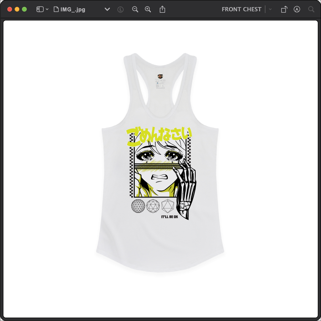 Z_DROPPED - Mens, Unisex, Women - White - It'll Be OK Racer Back Tank. - By: Chi Hom