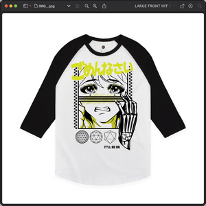 Z_DROPPED - Mens, Unisex - Black/White - It'll Be OK Raglan. - By: Chi Hom