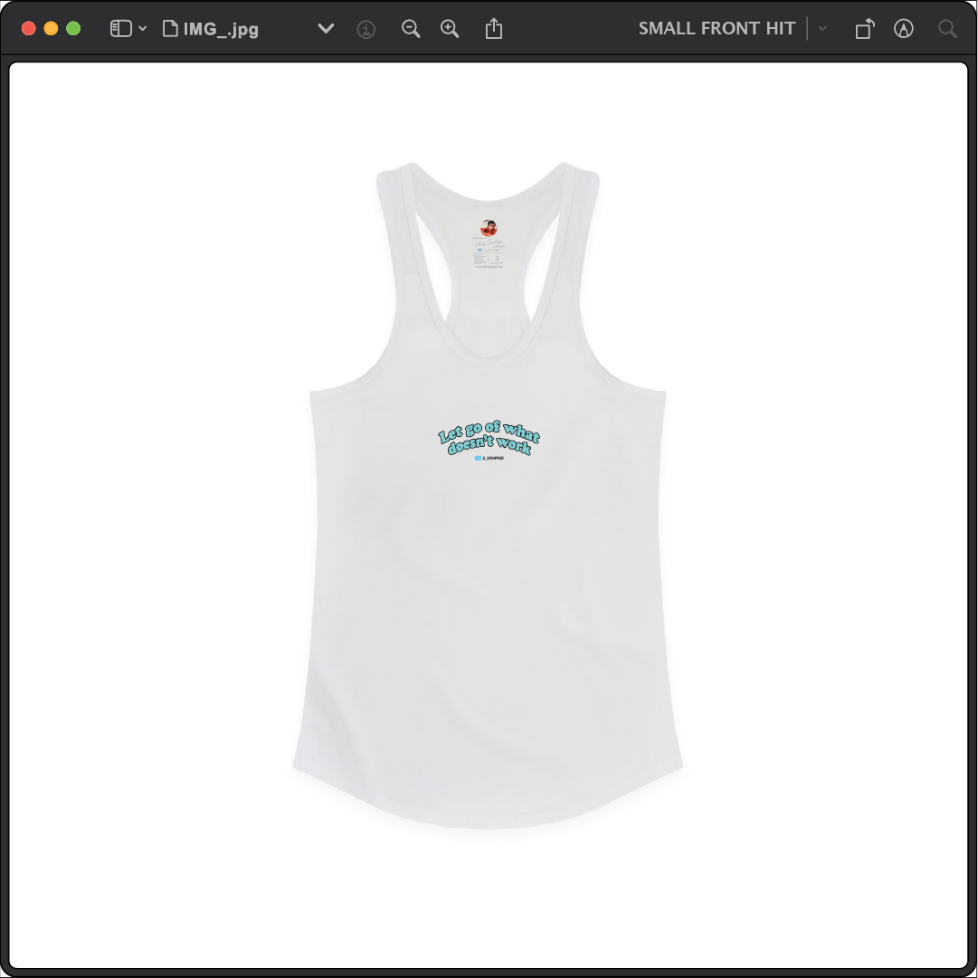 Z_DROPPED - Womens - White - Let Go Racer Back Tank. - By: Fredy Santiago