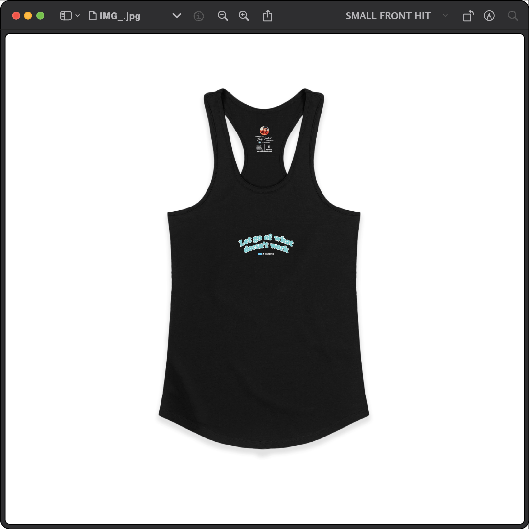 Z_DROPPED - Womens - Black - Let Go Racer Back Tank. - By: Fredy Santiago