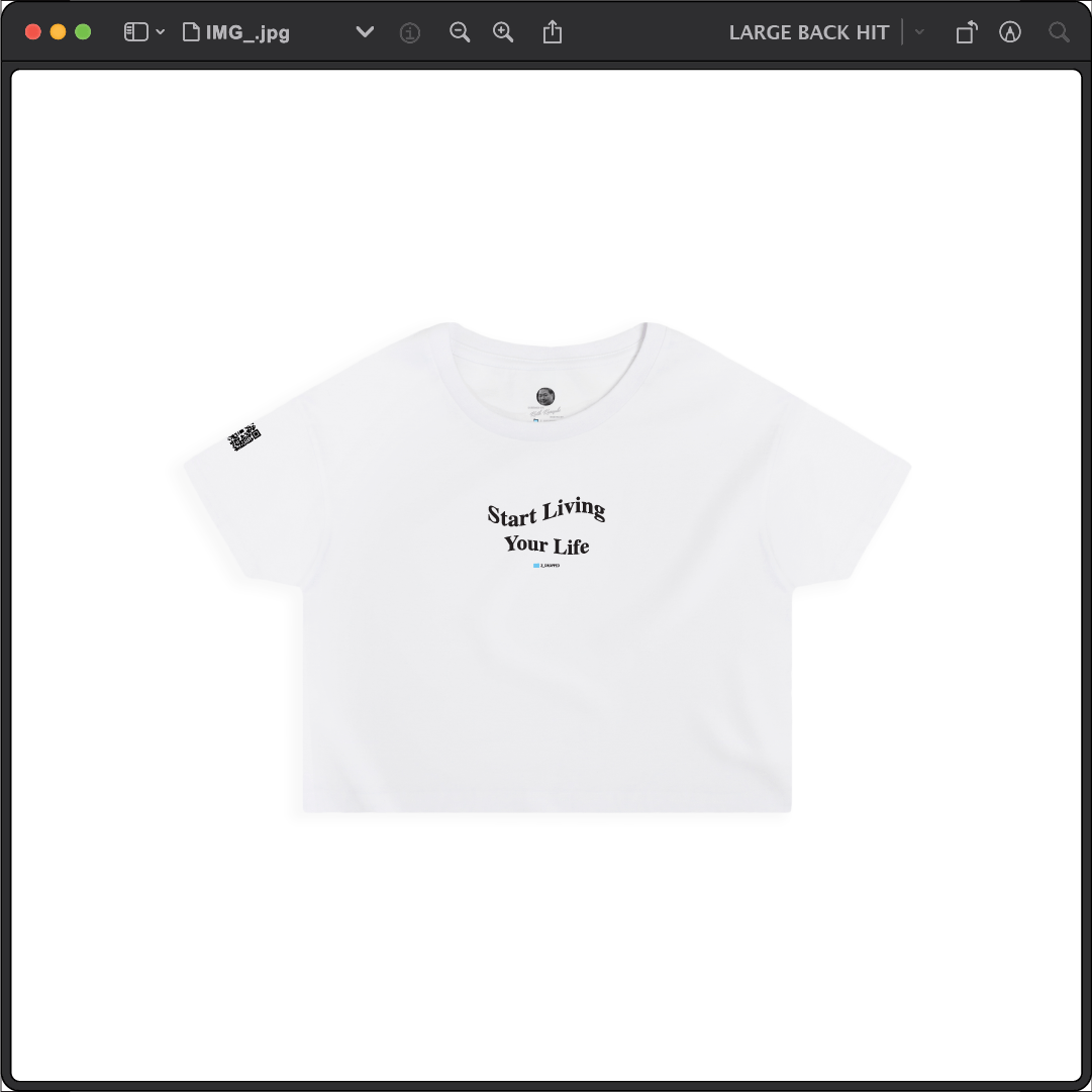 Z_DROPPED - Womens - White - Live Your Life Crop Top. - By: Keith Kuniyuki