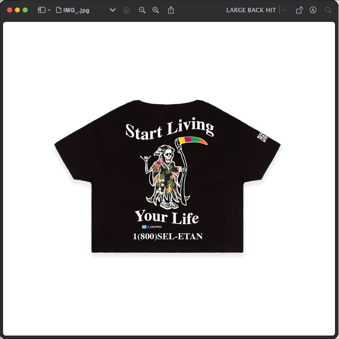 Z_DROPPED - Womens - Black - Live Your Life Crop Top. - By: Keith Kuniyuki