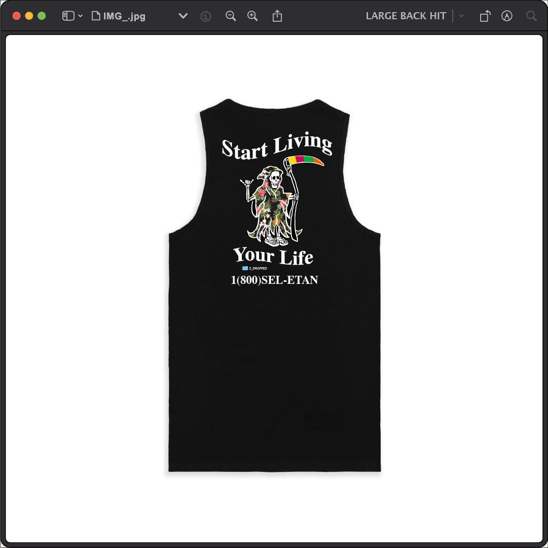 Z_DROPPED - Mens, Unisex - Black - Live Your Life Tank Top. - By: Keith Kuniyuki