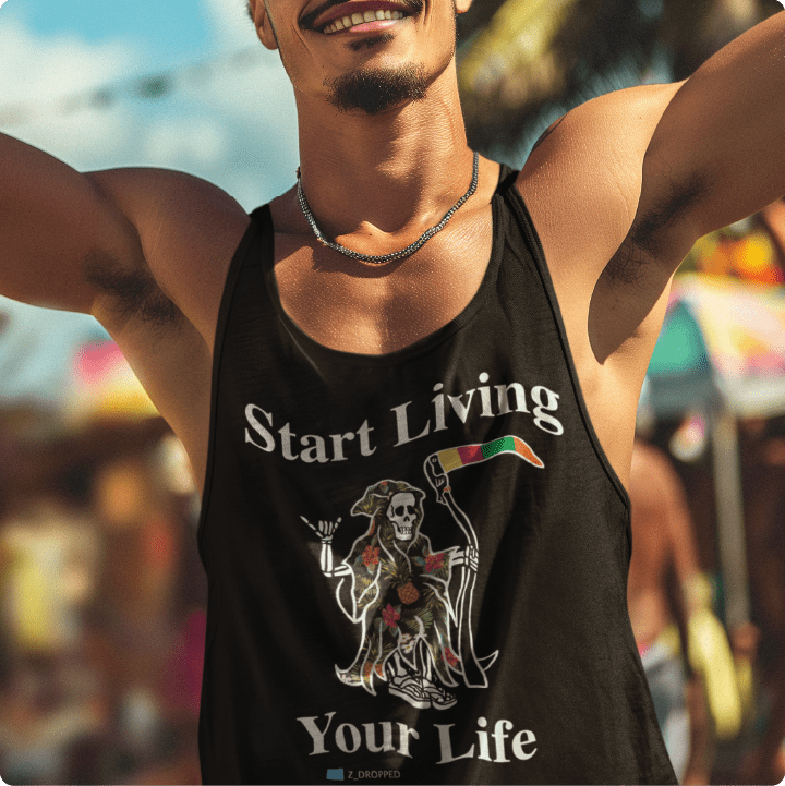 Z_DROPPED - Mens, Unisex - Black - Live Your Life Tank Top. - By: Keith Kuniyuki