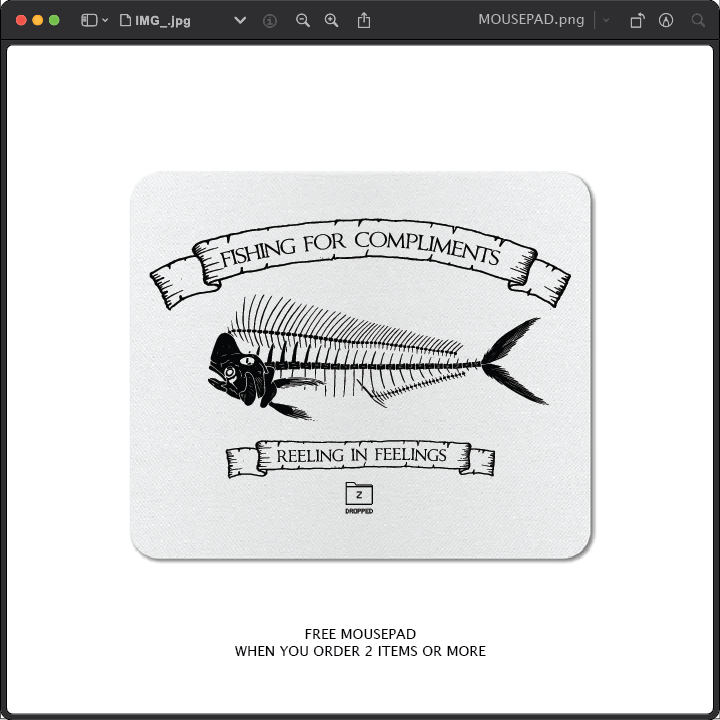 Z_DROPPED - Mens, Unisex - Mahi Bones Mousepad. - By: Jose Hurtado